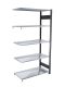 Fachbodenregal Stecksystem, Anbauregal, beidseitig nutzbar, H2000xB750xT400 mm, 5 Fachböden, Fachlast 150 kg, schwarz / verzinkt