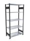 Fachbodenregal Stecksystem, Grundregal, beidseitig nutzbar, H2000xB1000xT400 mm, 5 Fachböden, Fachlast 150 kg, schwarz / verzinkt