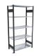 Fachbodenregal Stecksystem, Grundregal, einseitig nutzbar, H2000xB750xT400 mm, 5 Fachböden, Fachlast 150 kg, schwarz / verzinkt