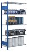 Steckregal Anbauregal - Fachbodenregal mit Längenriegel, H2000xB1000xT400 mm, 5 Fachböden, Fachlast 150kg, RAL 5010 enzianblau / verzinkt