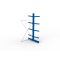 Kragarmregal IPE140 Anbauregal, Doppelregal, H2500xB1300xT1200 mm, 10 Lagerebenen, 355 kg Armlast, RAL 5010 enzianblau