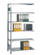 Büroregal, Anbaufeld, Stecksystem - beidseitig nutzbar ohne Mittelanschlag, H2000xB750xT600 mm, sendzimirverzinkt