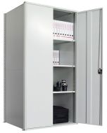 Flügeltürschrank, Anbauregal, H2000xB1000xT600 mm, verzinkt/ RAL 7035 lichtgrau