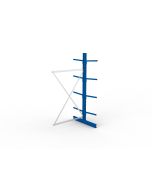 Kragarmregal IPE120 Anbauregal, Doppelregal, H2500xB1300xT1000 mm, 10 Lagerebenen, 175 kg Armlast, RAL 5010 enzianblau