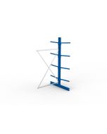 Kragarmregal IPE120 Anbauregal, Doppelregal, H2500xB1300xT1200 mm, 10 Lagerebenen, 140 kg Armlast, RAL 5010 enzianblau