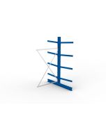 Kragarmregal IPE140 Anbauregal, Doppelregal, H2500xB1300xT1600 mm, 10 Lagerebenen, 250 kg Armlast, RAL 5010 enzianblau