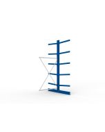 Kragarmregal IPE140 Anbauregal, Doppelregal, H3000xB1300xT1600 mm, 12 Lagerebenen, 250 kg Armlast, RAL 5010 enzianblau