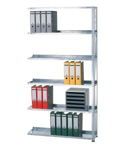 Büroregal, Anbaufeld, Schraubystem - einseitig nutzbar ohne Anschlagleiste, H2300xB750xT300 mm, RAL 7035 lichtgrau