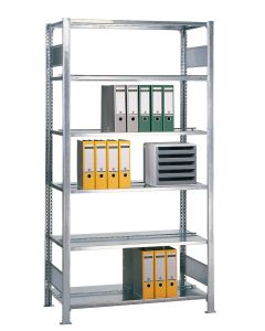 Büroregal, Grundfeld, Stecksystem - beidseitig nutzbar ohne Mittelanschlag, H1800xB750xT600 mm, RAL 7035 lichtgrau
