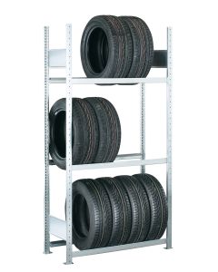 Räder-/Reifenregal, Grundregal, H4500xB1300xT400 mm, Fachlast 150 kg, Feldlast 2000 kg, verzinkt