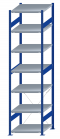 Steckregal Grundregal - Fachbodenregal mit Kreuzstreben, H3000xB750xT800 mm, 7 Fachböden, Fachlast 250kg, RAL 5010 enzianblau / verzinkt