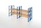 Palettenregal, Doppelregal mit Gitterboden, 3 Lagerebenen, H4000xB4825xT2x1100 mm, Fachlast 3000 kg, 30 Palettenplätze, Rahmen blau, Traverse orange