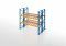 Palettenregal, Doppelregal mit Gitterboden, 3 Lagerebenen, H4000xB1825xT2x1100 mm, Fachlast 3800 kg, 6 Palettenplätze, Rahmen blau, Traverse orange